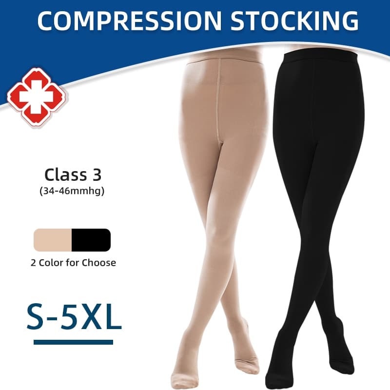 S-5XL Plus Tamanho 34-46mmHg Meias-Calças De Compressão Médica Unisexo Elásticas De Enfermagem Varizes Pressão Classe 3 , Biqueira Fechada