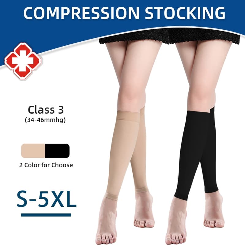 Mais Tamanho S-5XL Mangas De Bezerros De Compressão Unisex 30-40mmHg Meias Médicas Sem Dedos Para Evitar Varizes Nível 3