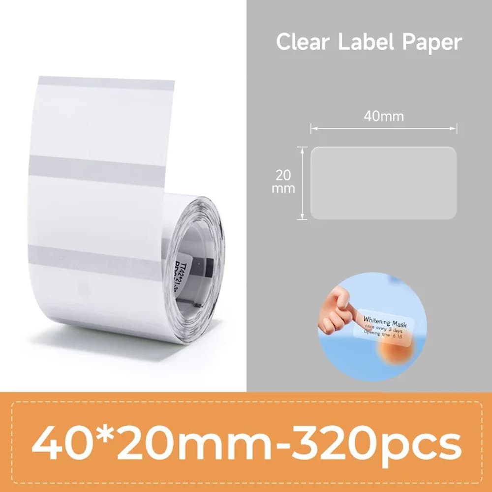 [Série Transparente] Adesivos De Etiqueta Transparentes Niimbot Para Impressora B21 B3S , 40x20mm/320 Unidades B3S Papel