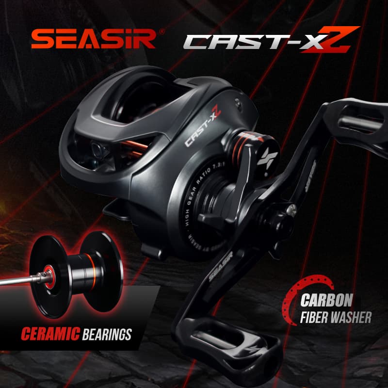 Seasir Cast-X2 Carretilha de Pesca BFS 7.3:1 6+1BB Drag 8,5kg Micro Carretel Alumínio Carbono