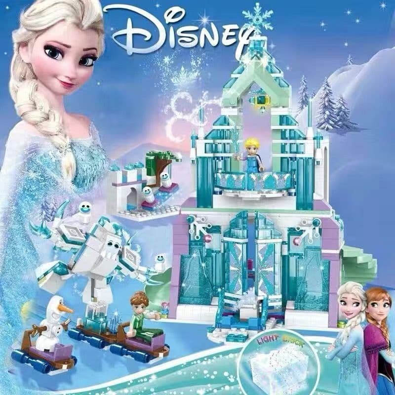Blocos de construção de castelo de gelo, série para meninas, brinquedos de partículas pequenas montadas, blocos de const