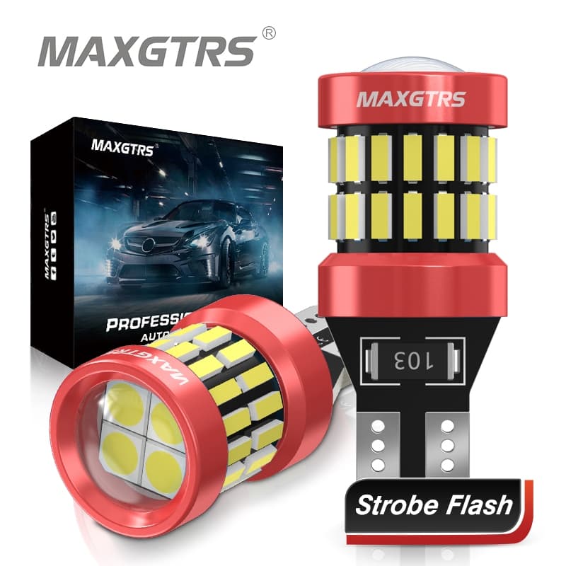 MAXGTRS 2x Flash Strobe T15 W16W 921 912 LED 4014 + 3030 6000K Branco Vermelho Amarelo Carro Invertendo Lâmpada De Backu