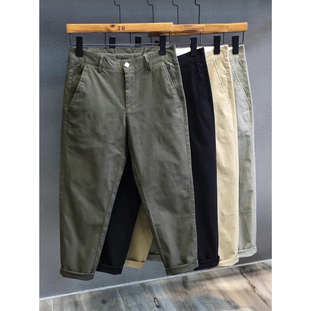 Calças casuais masculinas 3 cores S-3XL versão coreana magro-ajuste pequeno em linha reta na moda tornozelo-perna calças