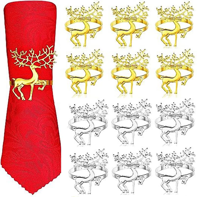 2/6Pcs Anéis De Natal Elk Napkin Porta-Guardanapos De Ferro Vintage Requintado Para Bar Restaurante Jantar Decoração Da Mesa