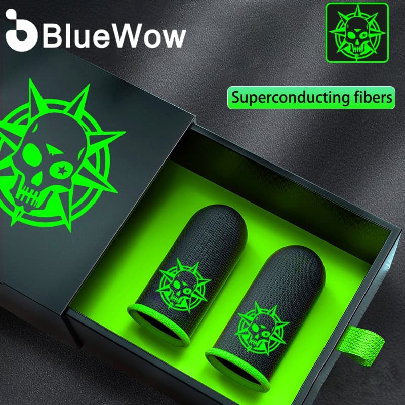 【 Skull 】 BlueWow Marca Nova PUBG Professional Gamer Finger Cots Dedicados Para Jogos Anti-Sweat Touch Screen Manga De Dedo .