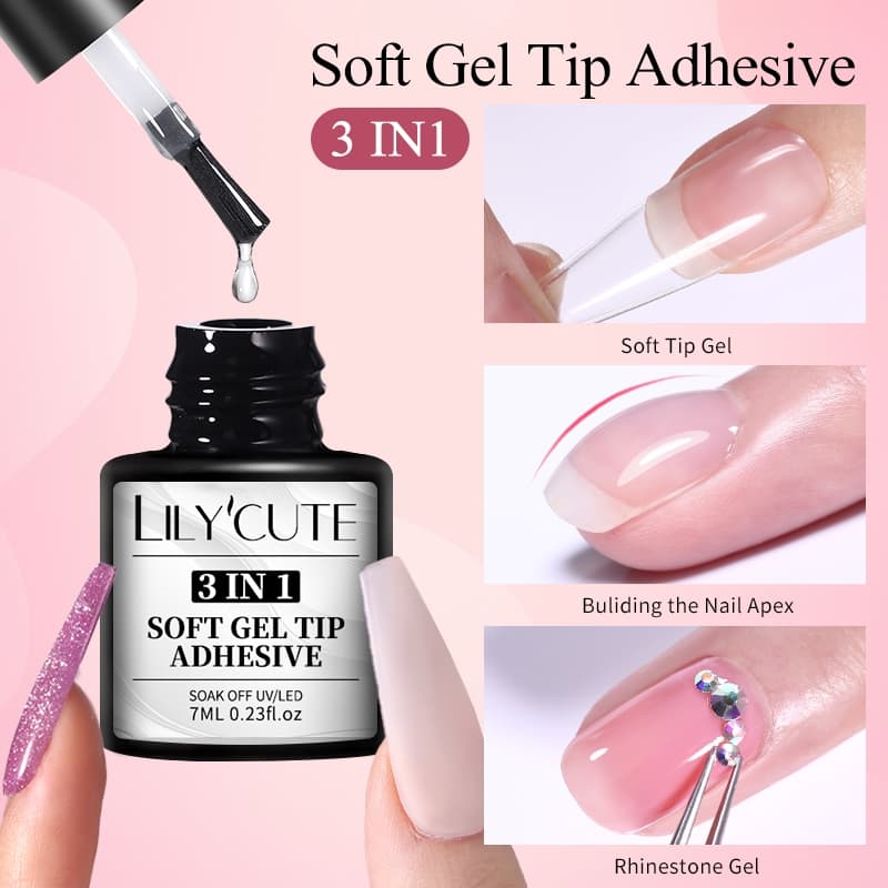 3 Em 1 Função Prego Strass Cola Dicas De Unhas Falsas Gel UV Unha Polonês Extensão Adesiva Design Da Arte Do