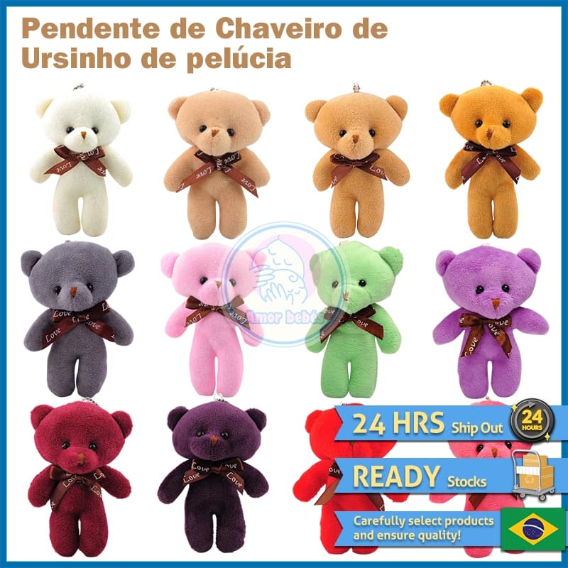 12cm Mini Ursinho De Pelúcia Mochila Decoração De Mesa/Pendente Chaveiro Ursinho