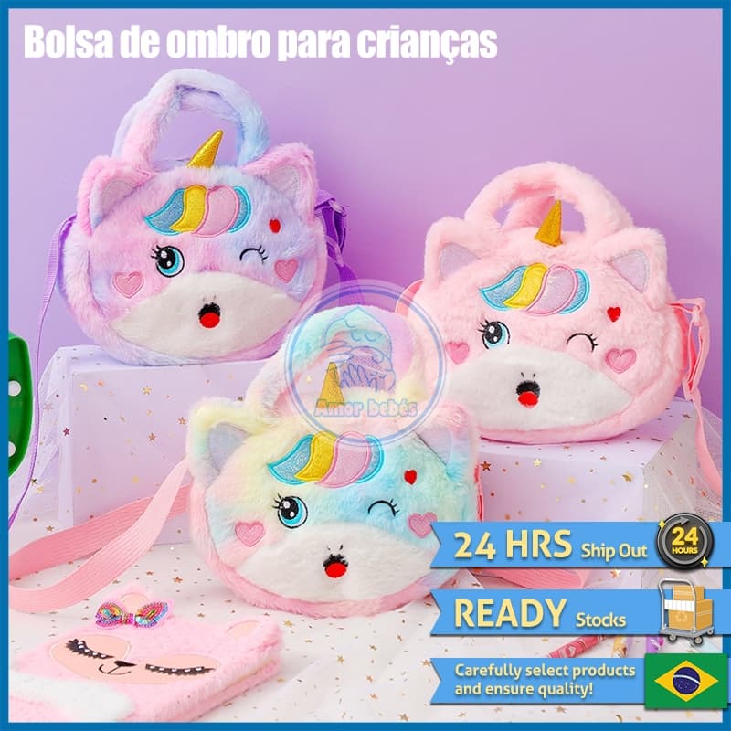 Bolsa Diagonal Para Meninas Européia Americana Fofa Crianças De Pelúcia De Um Ombro