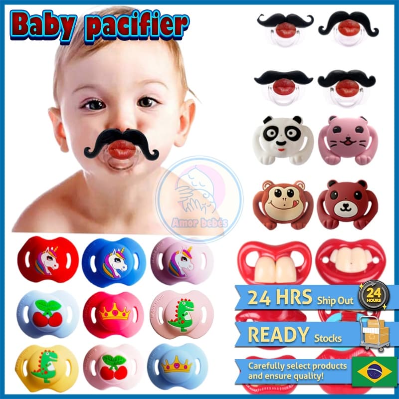 Baby Pacifier Silicone Dentes Engraçados Teether Toy Chupeta Engraçada De Silicone Com Formato De Coelho