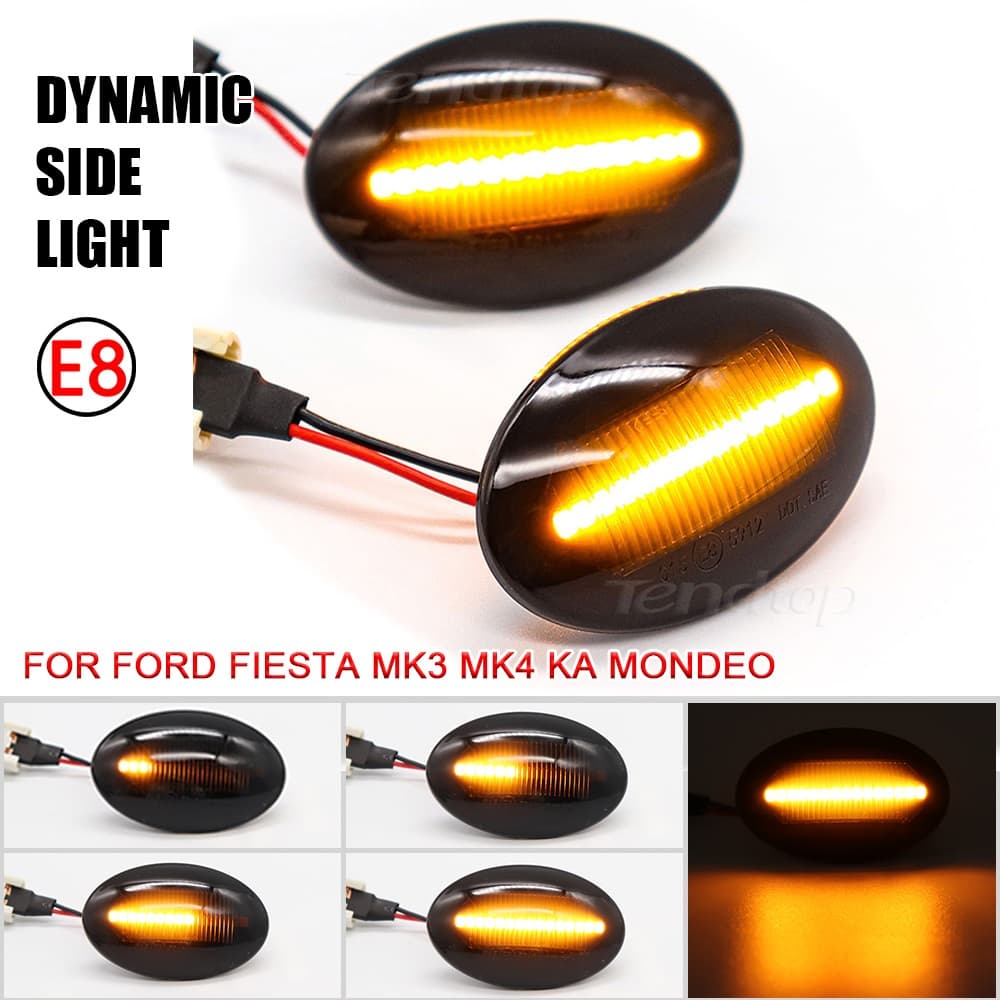 2pcs Dinâmico LED Sinal de Volta Luz Marcador Lateral  Para Ford Fiesta MK3 MK4 KA Mondeo Transit