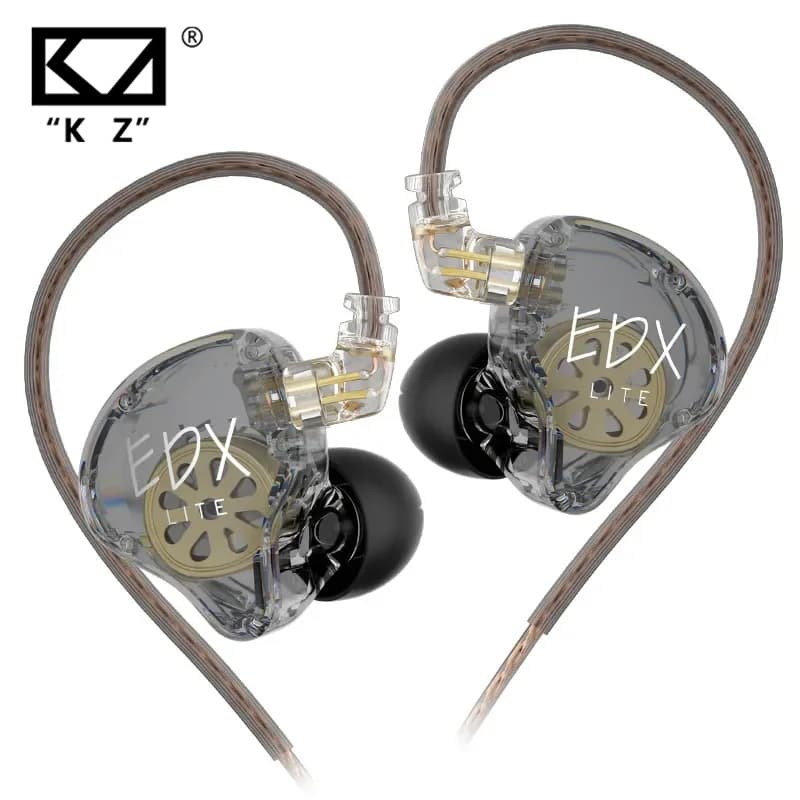 Fones De Ouvido KZ EDX Lite Com Graves HIFI Dinâmicos Monitor Auricular Cancelamento De Ruído Esportivo