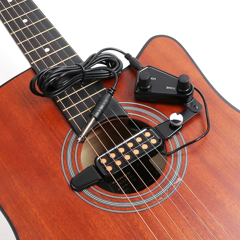 Captador De Guitarra Acústica De 12 Buracos P-011 Transdutor Magnético De Buraco De Som Com Controlador De Volume De Tom