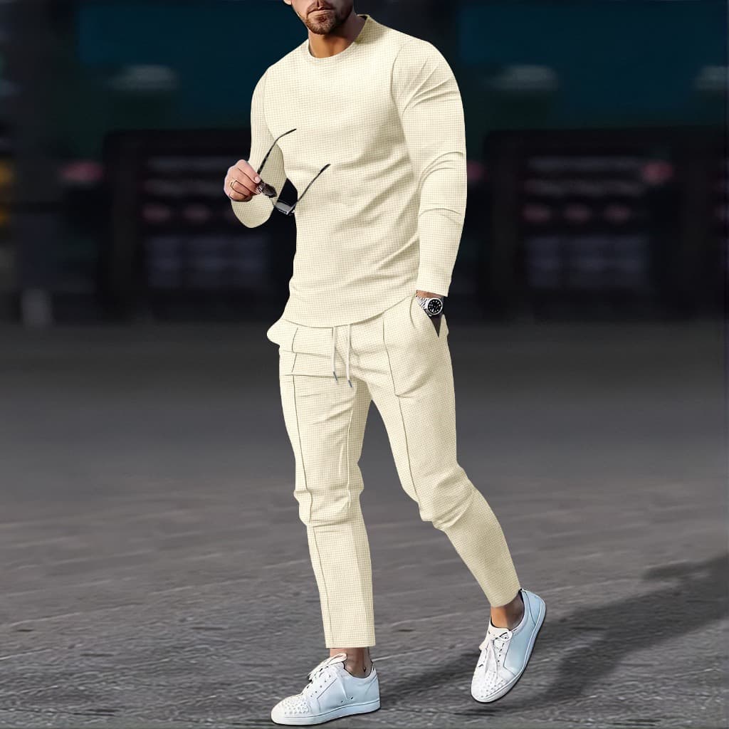 2023 Roupa Masculina Adulta Design de Pescoço Redondo Design de Pescoço Redondo Roupa Esportiva Masculina Slim-fit Trendy Youth Sports Suit