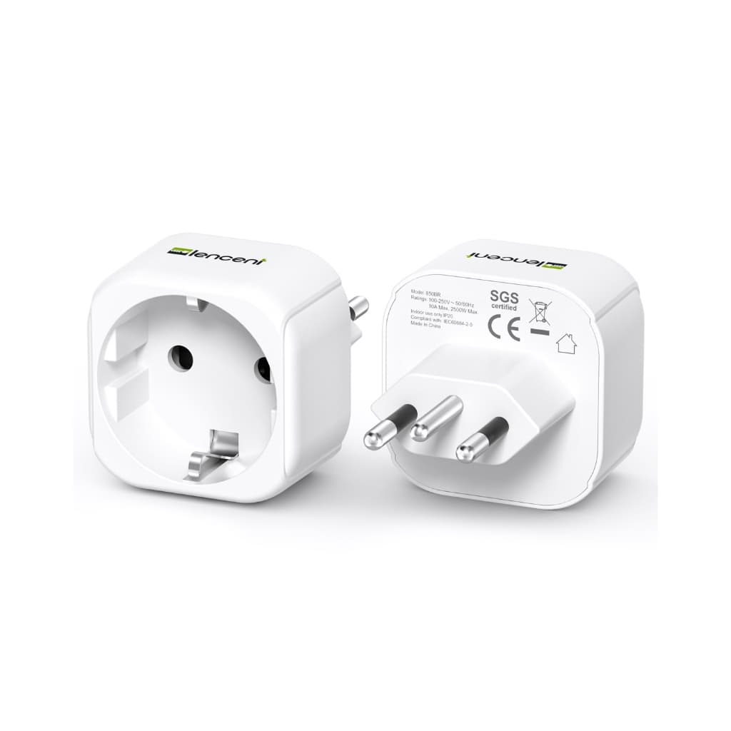 LENCENT 2 x Adaptador DE Viagem Brasil Tipo N , Europa DE Alemão Plugue DE 2 Pinos Para BR 3 Soquete