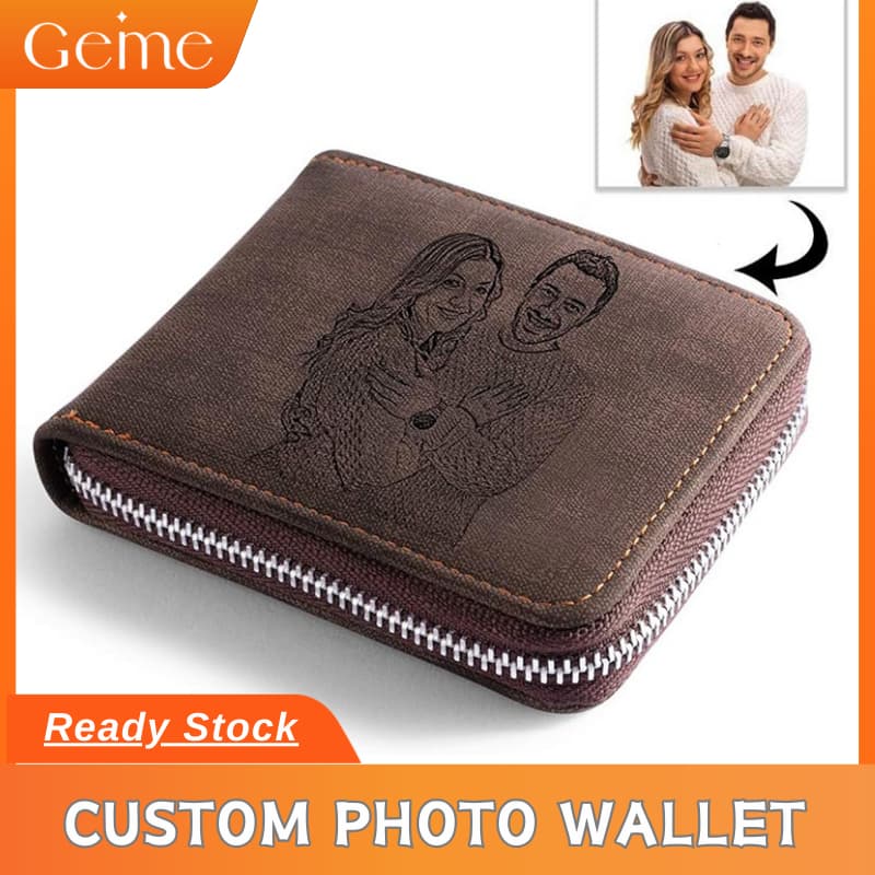 Presentes para Dia dos Pais Foto Carteira Personalizada Carteira Masculina Com Ziper Para Carteira Masculina Couro Multi