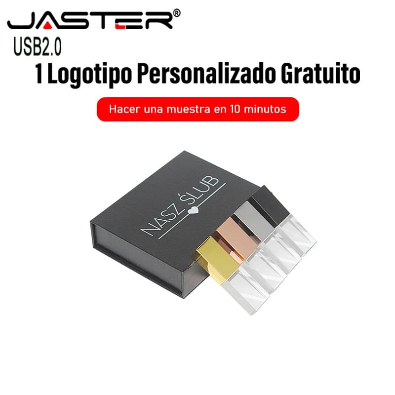 JASTER (1 Unidade De Logotipo Personalizado Grátis) USB 2.0 Flash Drive 64GB Cristal + Black Box Pen 32GB Photography St