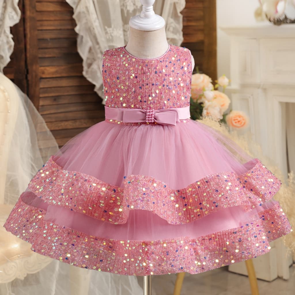 Vestido Para Menina Tulle Polka Dot Crianças 1o Aniversário Festa De Princesa De Baptismo Vestidos
