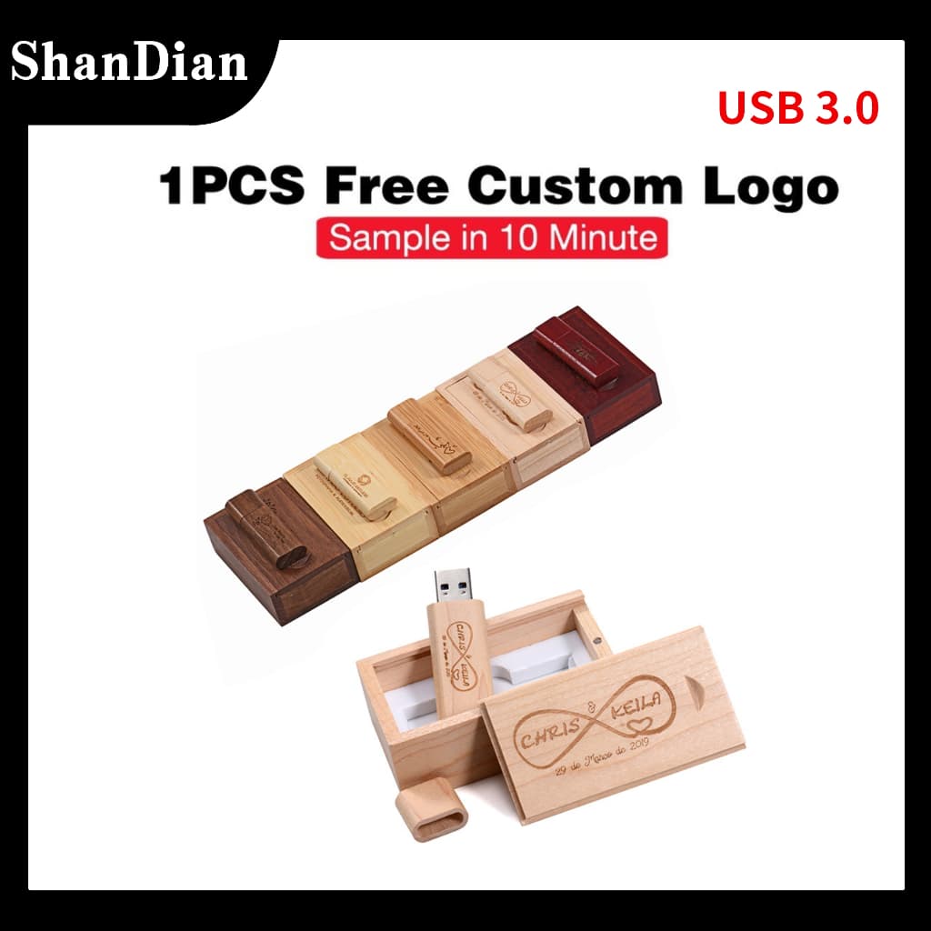 Shdian 1 Pcs Logotipo Gratuito Do Cliente USB 3.0 Flash Drives 128 Gb Pen Drive De Madeira 64 Memory Stick 32 Presente C