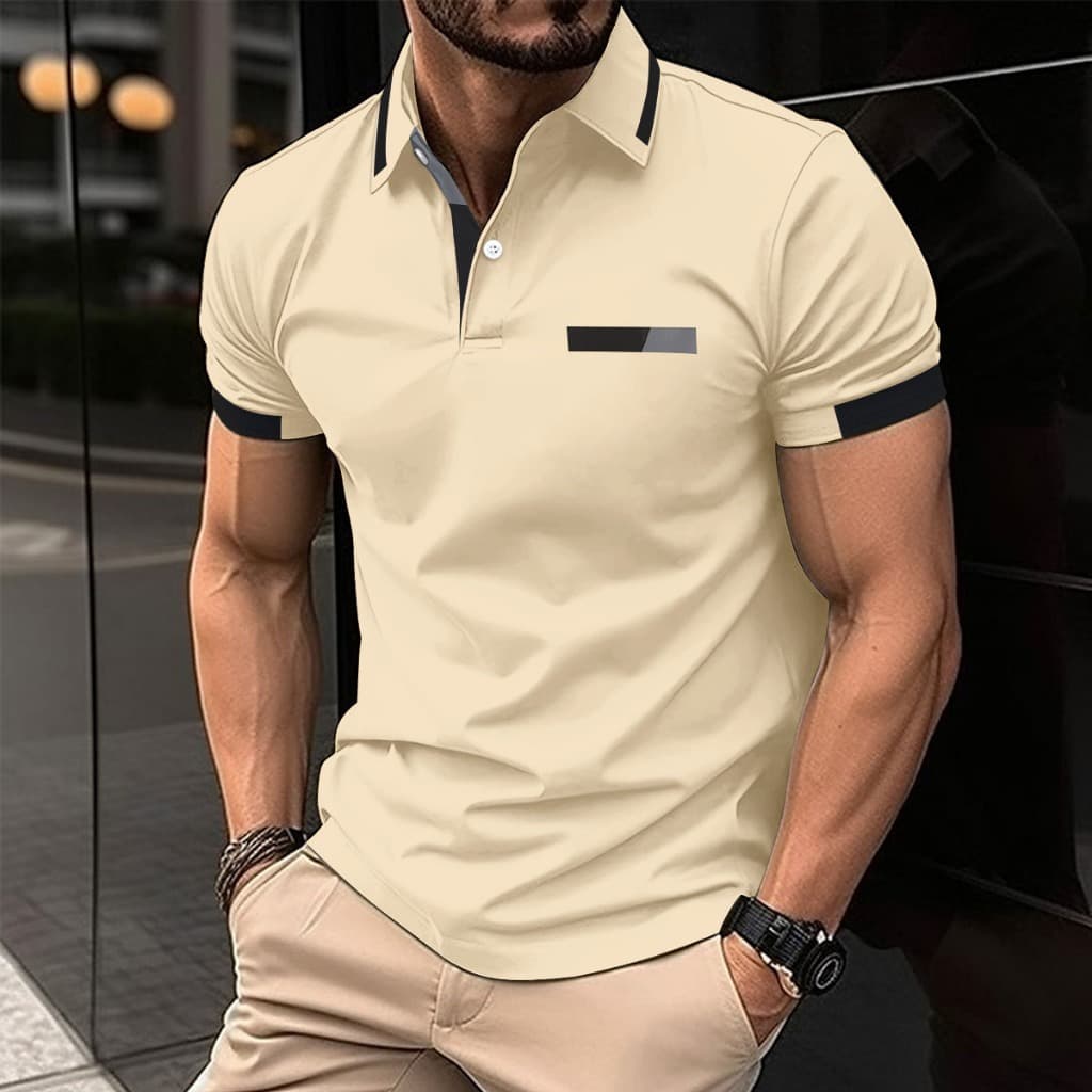 Roupa masculina 3D Impressão Digital Camiseta de manga curta Lapela Botão Lapela Pólo Casual