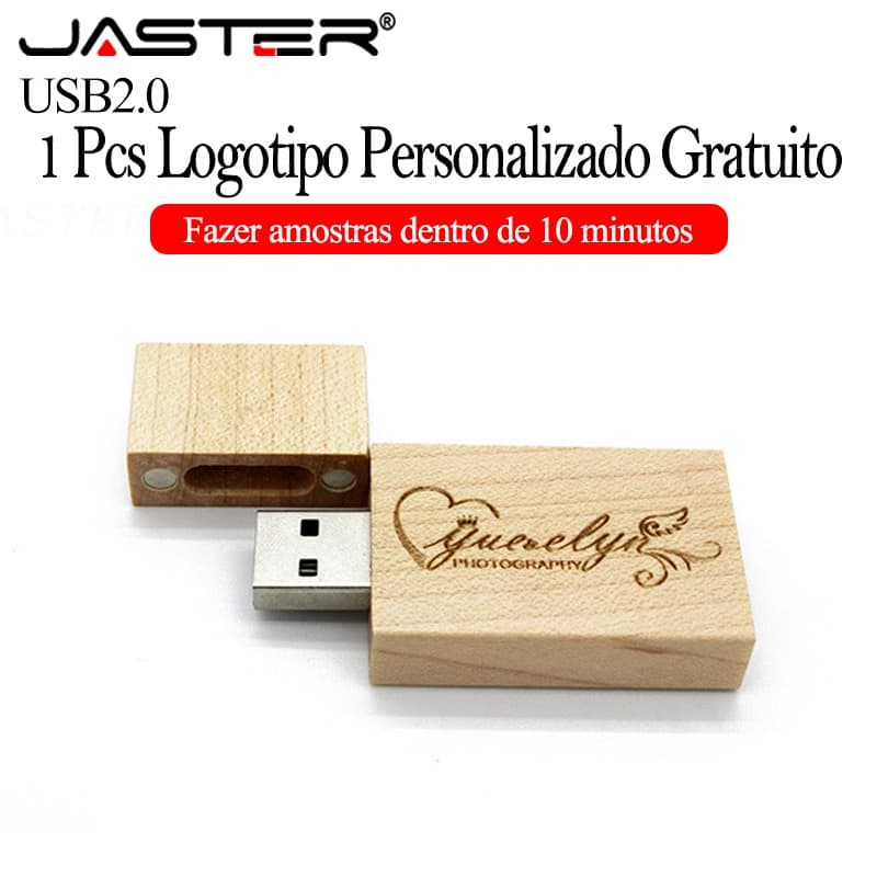 JASTER (1PCS Logotipo Gratuito) USB 2.0 Flash Drive 128GB Memória De Presente De Casamento Stick 64GB Flashdrive De Grav