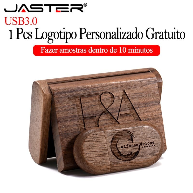 JASTER (1PCS Logotipo Gratuito) USB 3.0 Flash Drive 64GB Memória De Presente De Casamento Stick 32GB Madeira Com Pen Cai