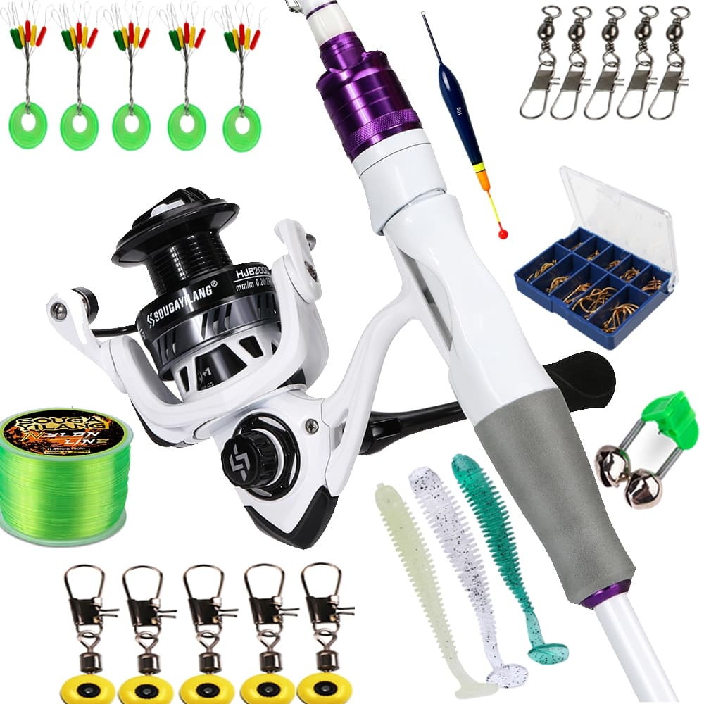Sougayilang Vara De Pesca De Carbono Conjunto Carretel Giratório Com Relação De Engrenagem 5.2 : 1 Equipamento Aço Inoxi