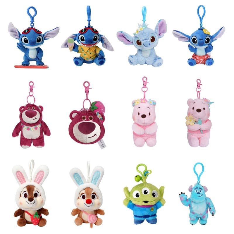 Pingente de Pelúcia Disney Plush Toy Winnie the Pooh Stitch Doll Pendant Pingente de Mochila da Escola de Bonecas de