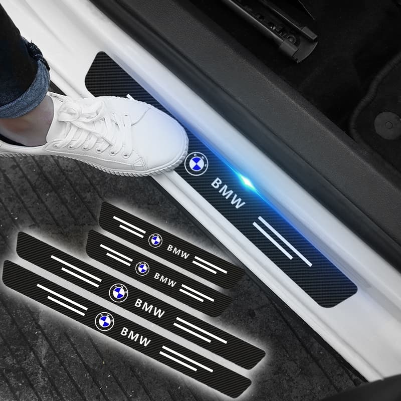 4pcs Autocolantes Anti-Riscos Na Soleira Da Porta Do Carro Logotipo Autocolante De Boas-Vindas Tira De Proteção Com Pedal Para BMW E61 E90 E82 E70 E71 E87 E88 E89 X5 X6