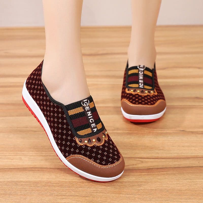 Women's slip-on Tecido De Couro Deslizante , Sola Acolchoada De Alta Branca , Estilo