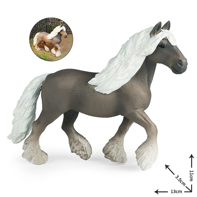 Crianças Simuladas Modelo De animal Selvagem Prata Cinza Manchado mare steed E Pônei Brinquedo Suculento Ornamento De Pa
