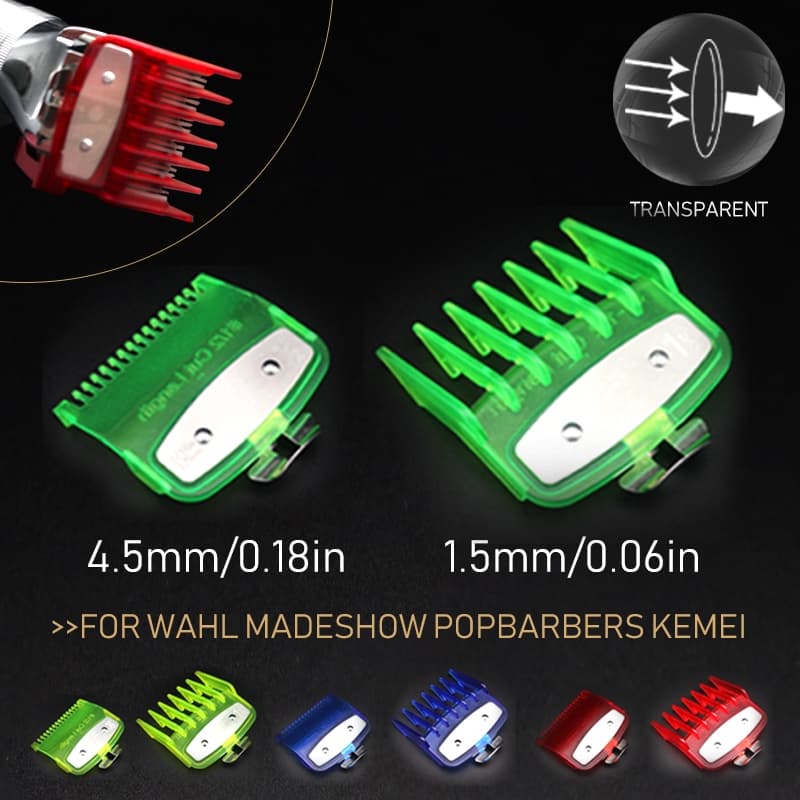 Guia Profissional De Clipper De Cabelo 2Pcs 1.5mm/4.5mm Fivela Metálica Transparente Para Wahl , Madeshow , E JRL
