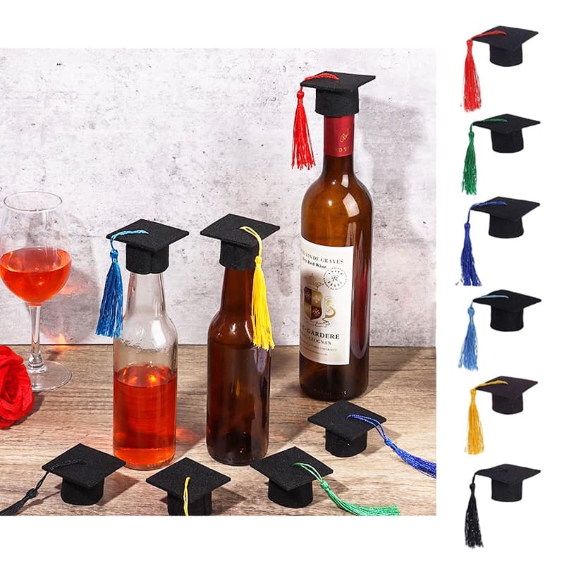 10 Pçs Mini Chapéu De Formatura Boné De Doutorado Traje Cartola DIY Garrafa De Vinho Decoração De Boneca