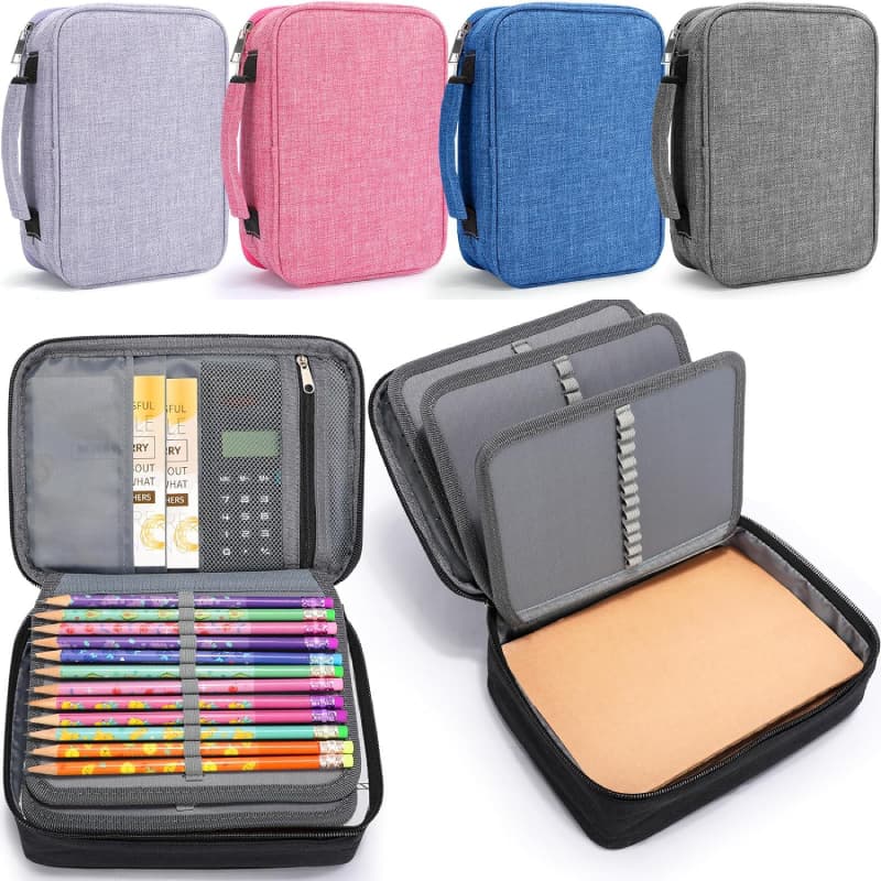 Estojo Escolar Box Organizador Com Elasticos E Divisória Quadrado Grande 100 Pens Para Meninas Escolares Menino Bolsas De Papelaria Estudantes