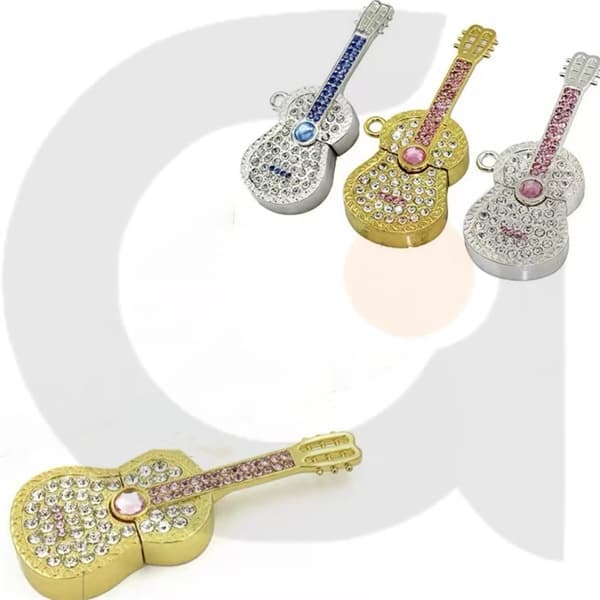 Guitarra Com Diamante Metálico USB2.0 Unidade Flash De Alta Velocidade 1GB 2GB 4GB 8GB 16GB 32GB 64GB 128GB 2TB Pen Drive Stick