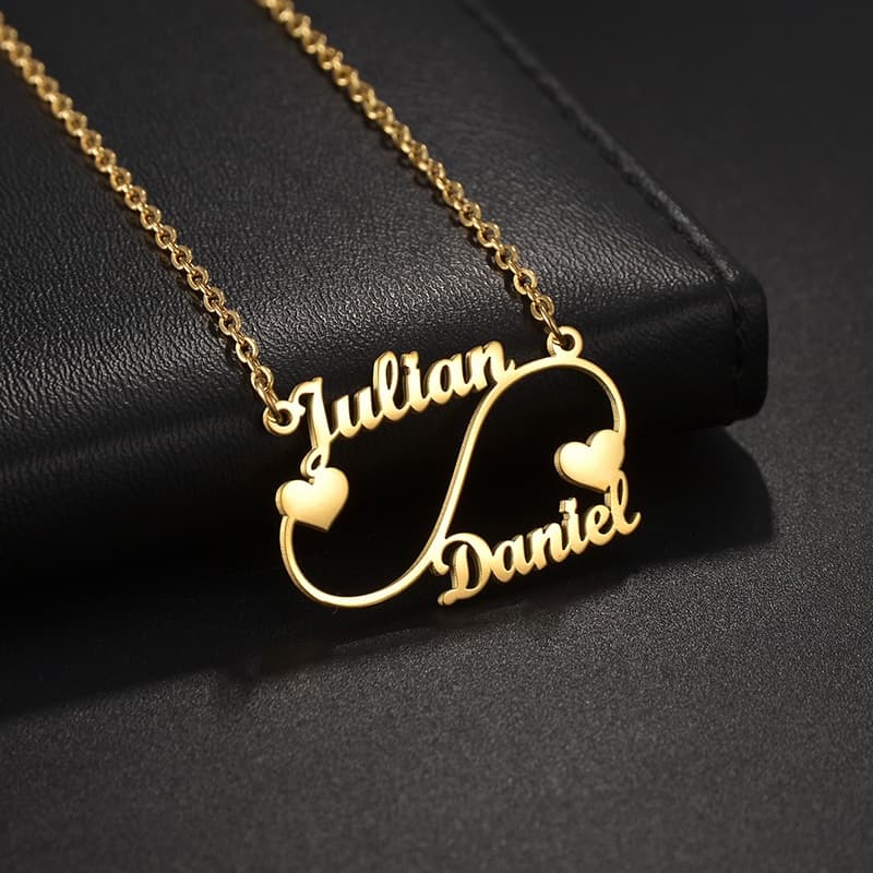 Colar Personalizado Com Nome , Data E Em Aço Inoxidável Para Amarrar O Pingente De Nó Mulheres De Casal