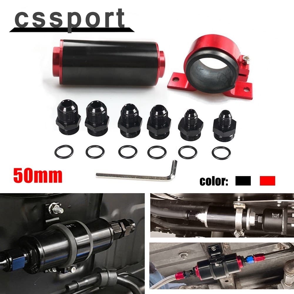Universal 50MM 100 Micron Filtro de Combustível de Alumínio com AN6 AN8 AN10 Adaptadores de Montagem Chave de Suporte