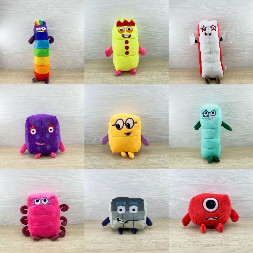blocos de números de desenhos animados Bloco de números de bonecas de pelúcia educacionais Bloco de brinquedos para