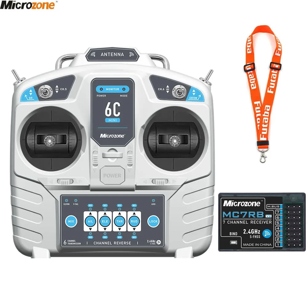 MicroZone MC6C Mini V2 2.4G 6CH Controlador Transmissor C/Receptor Sistema De Rádio Para Helicóptero Multirotor De Avião RC Barco De