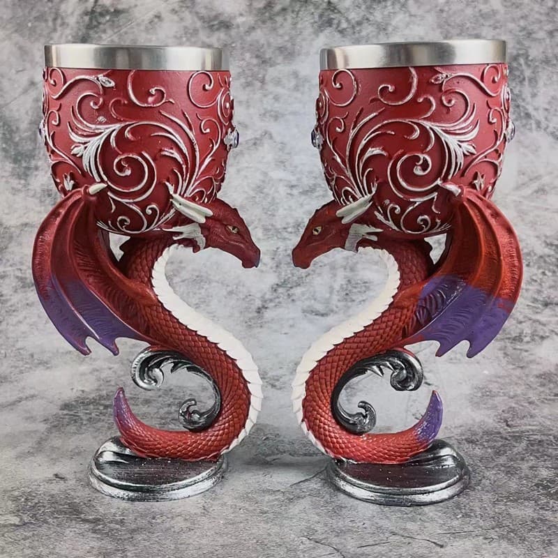 Ab8982 Lenda Mítica Exclusiva Criativa 3D Criativa Tridimensional Cálice de Vidro Medieval Retro Casal de Vidro Resina de Vidro
