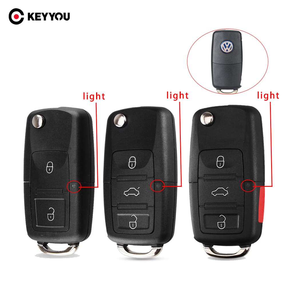 Chave dobrável do carro com controle remoto para Volkswagen Polo Passat B5 B6 Tiguan Golf 4 Skoda de 5 lugares