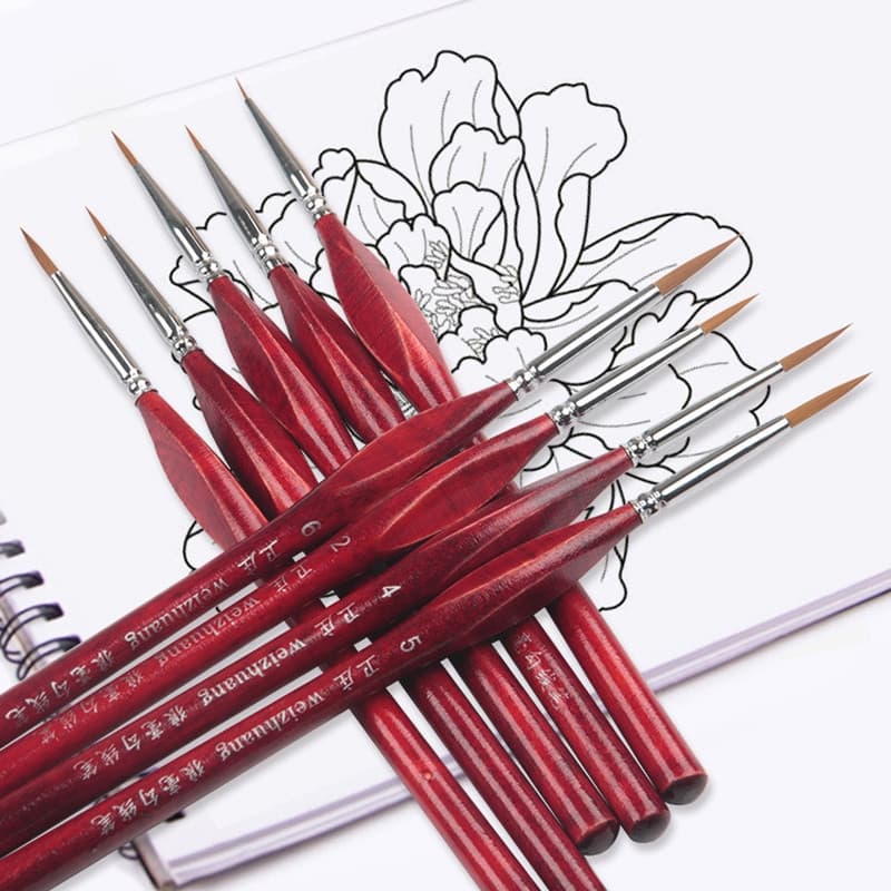 6 Pcs/Set Detail Paint Brushes Round Tip Watercolour Brush Ferramentas De Pintura Para A Óleo De Esboço Gouache