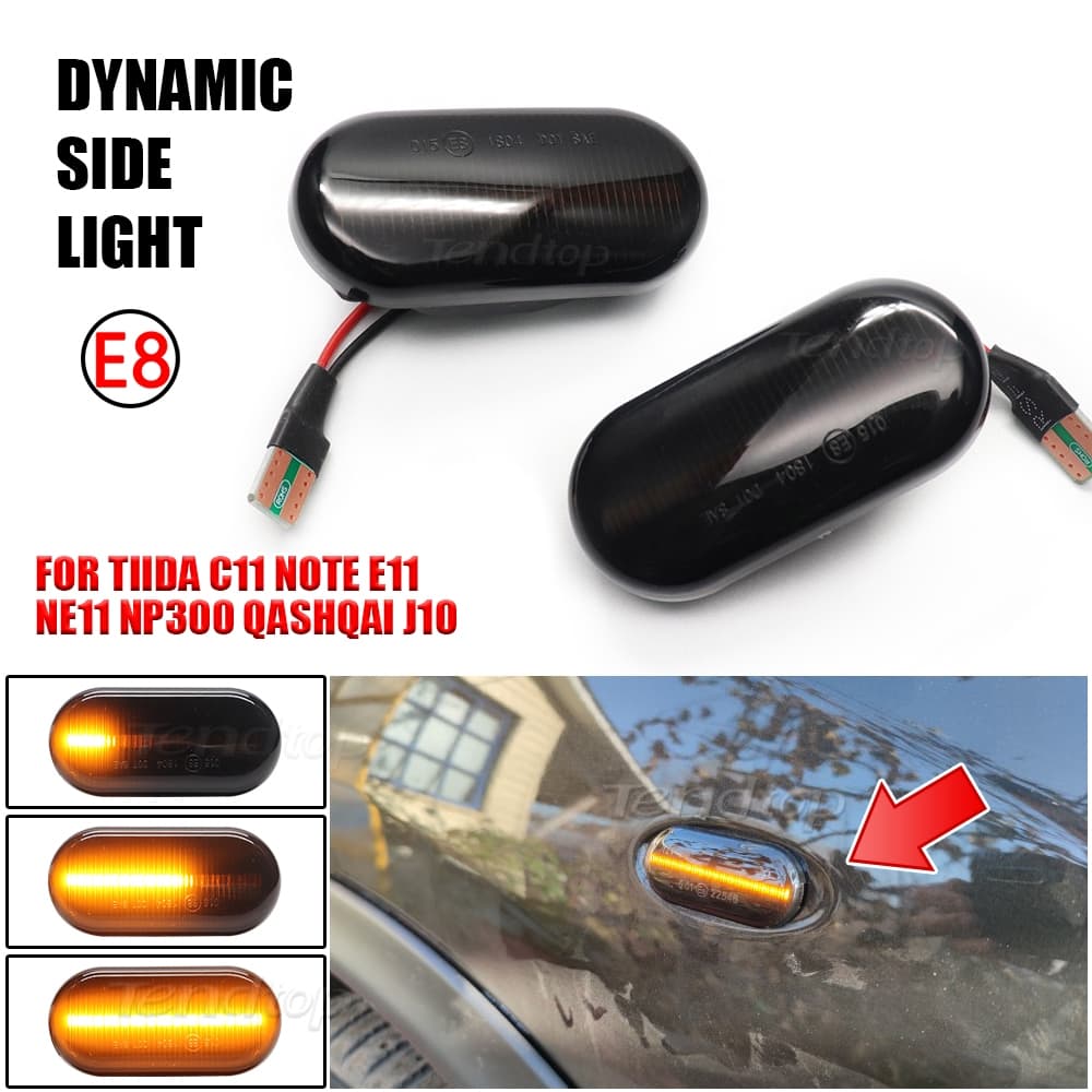 2pcs Para Nissan Frontier D40 Cube Z11 Latio C11 Xterra Versa March Marcador Lateral De LED Luz De Sinalização Dinâmica