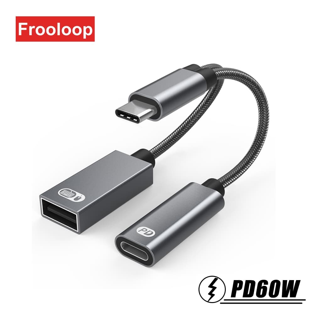 PD 60W USB C Para Tipo 2.0 Splitter OTG Adaptador S23 Tablet Teclado Externo Mouse Conversor Bluetooth