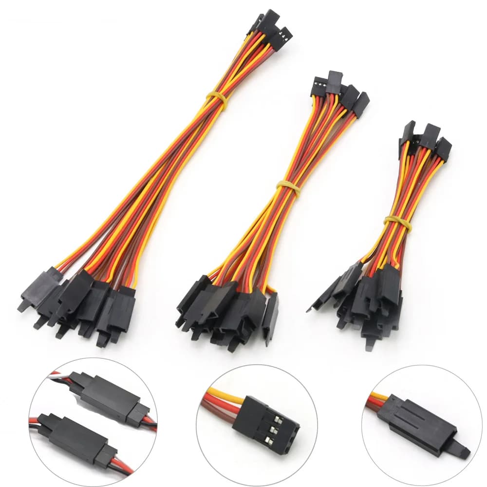 10Pcs 100/150/200/300/500/1000mm Cabo De Extensão De Servo De 60 Núcleos Anti-loose Para Aeronaves RC Futaba JR Macho Fêmea
