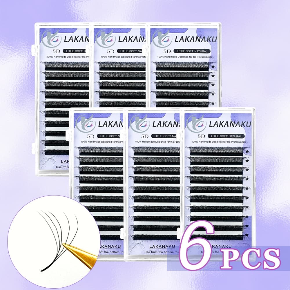 LAKANAKU 5D W Ventiladores De Extensão De Pestanas Volume 6 Bandejas Cilios Em Forma Maquiagem Natural Suave