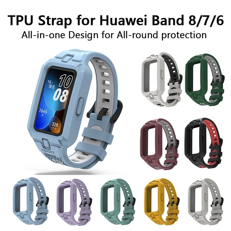 Para Huawei Band 11/11 Pro/10/9/8/7/6 Pulseira De Silicone Macio Com Caso Substituição Banda 7 Smartwatch