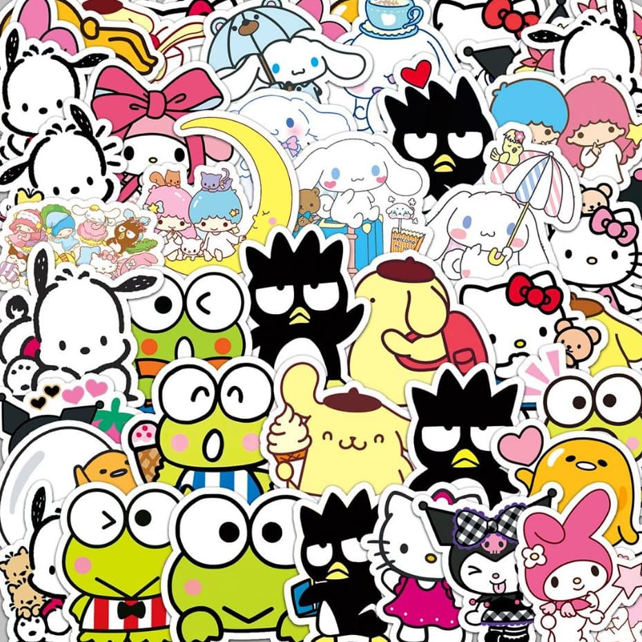 51Piece Sanrio Melody Hellokitty kuromi Pochacco Adesivo Misto À Prova D'água Para Telefones Laptop Adesivos Criativos