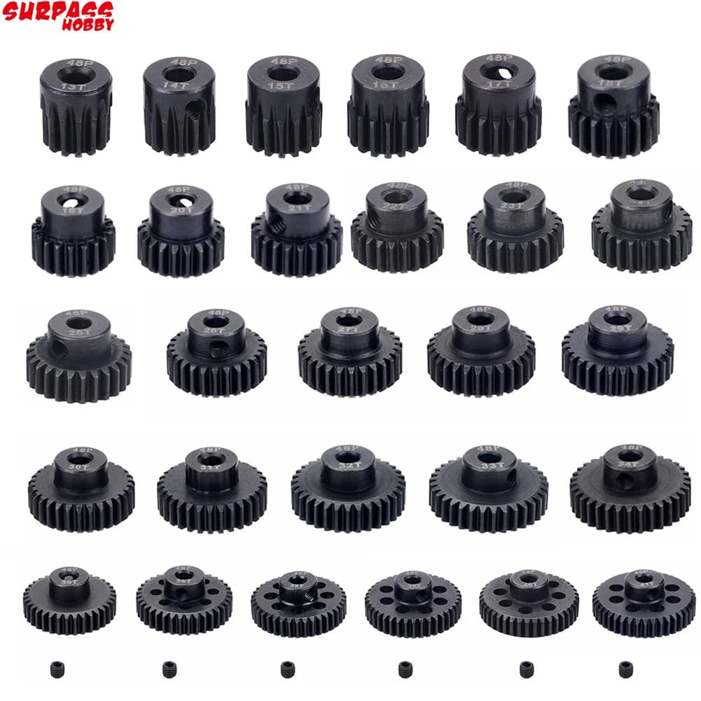 5pcs 48DP 3.175mm Engrenagens De Aço Cromado 13T 14T 15T 16T 17T 18T 19T 20T 21T 22T 23T Pinhão Motorizado Combo Para 1/10 Carro Motor RC