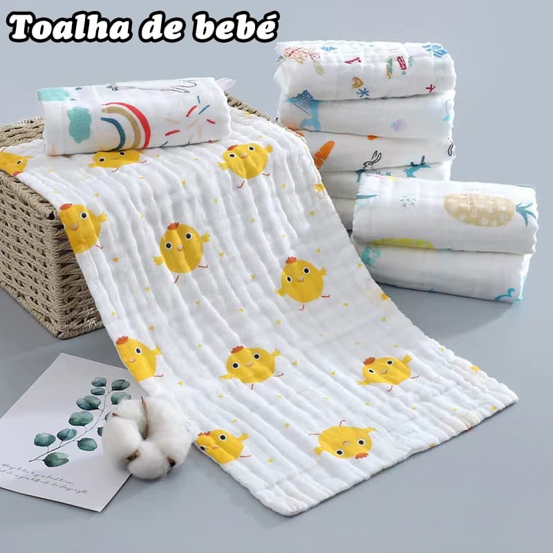 25 x 50CM Toalha de Toalha de Seis Camadas de Algodão de Alta Densidade Toalha Pequena Toalha de Algodão para Crianças de Alta Densidade Toalha de Cartoon Gaze Toalha de Mão de Enfermagem