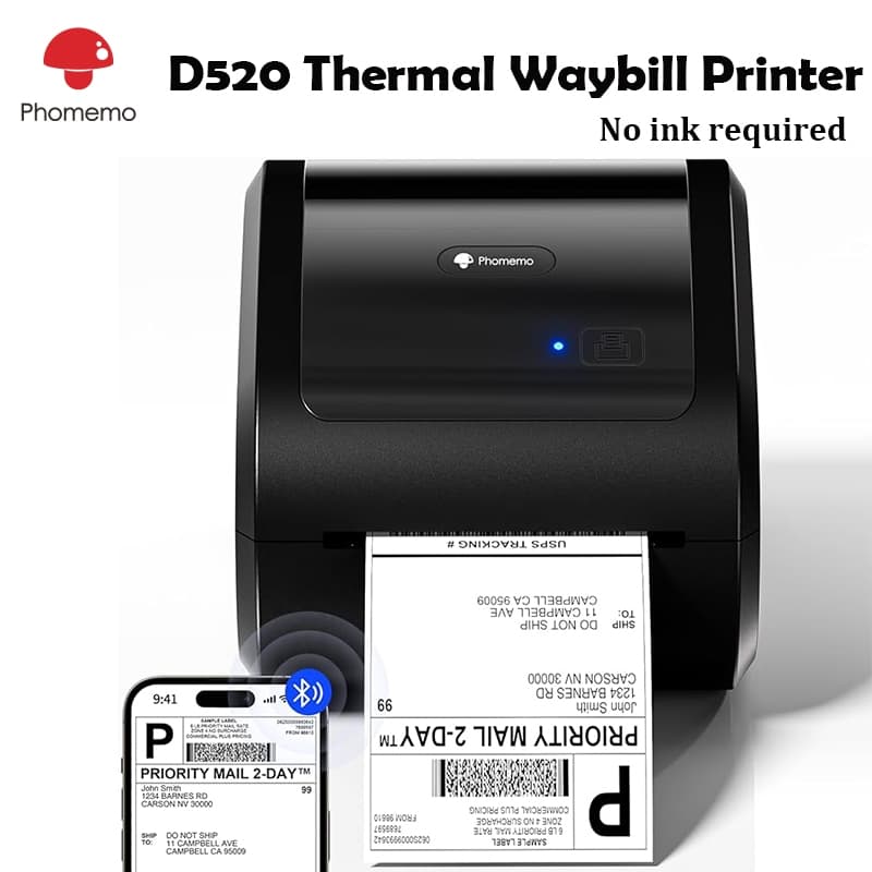 Impressora Térmica De Conhecimento De Embarque Phomemo D520-BT A6 Máquina De Etiqueta De Código De Barras Bluetooth
